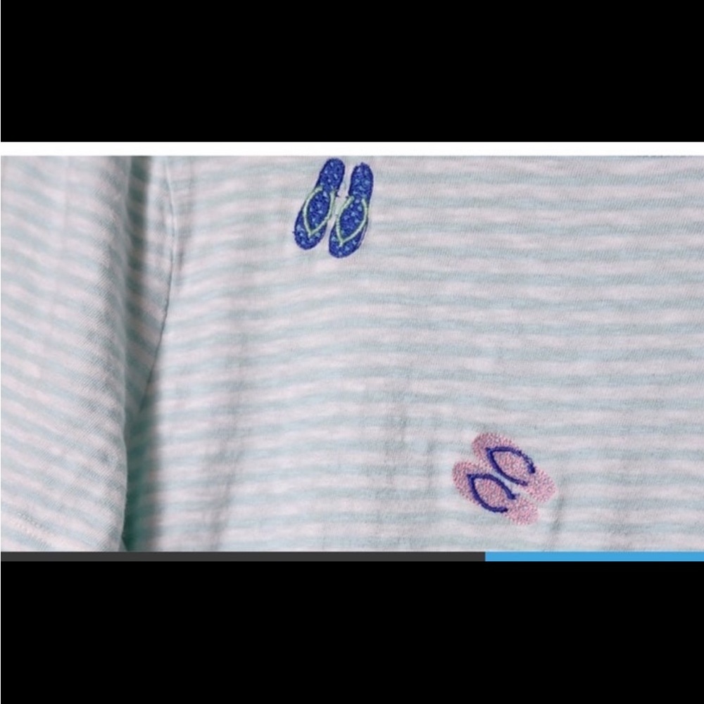 Talbots small striped top with embroidered flip flops. - Picture 8 of 9